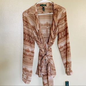 NWT Lauren Ralph Lauren Ruffle Long Sleeve Blouse